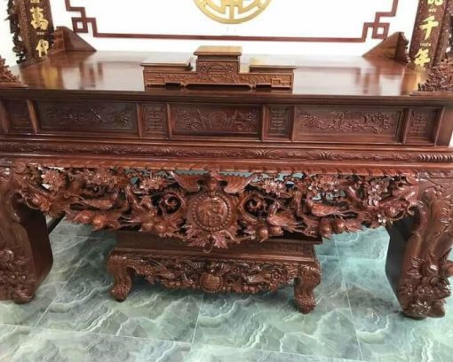 Sập thờ mai điểu chân vuông 24 gụ Lào